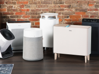A group of air purifiers are collected together in the Reviewed labs.