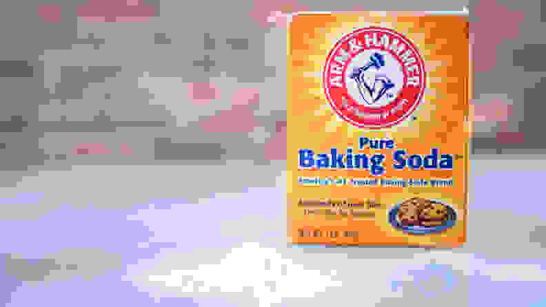 Arm & Hammer baking soda package on table
