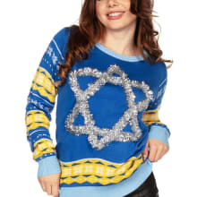 Product image of Tipsy Elves Tinsel Star of David Sweater