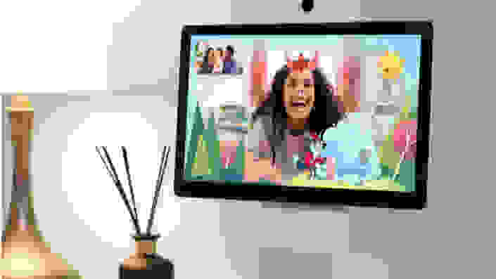 Portal Plus in landscape mode with active video chat