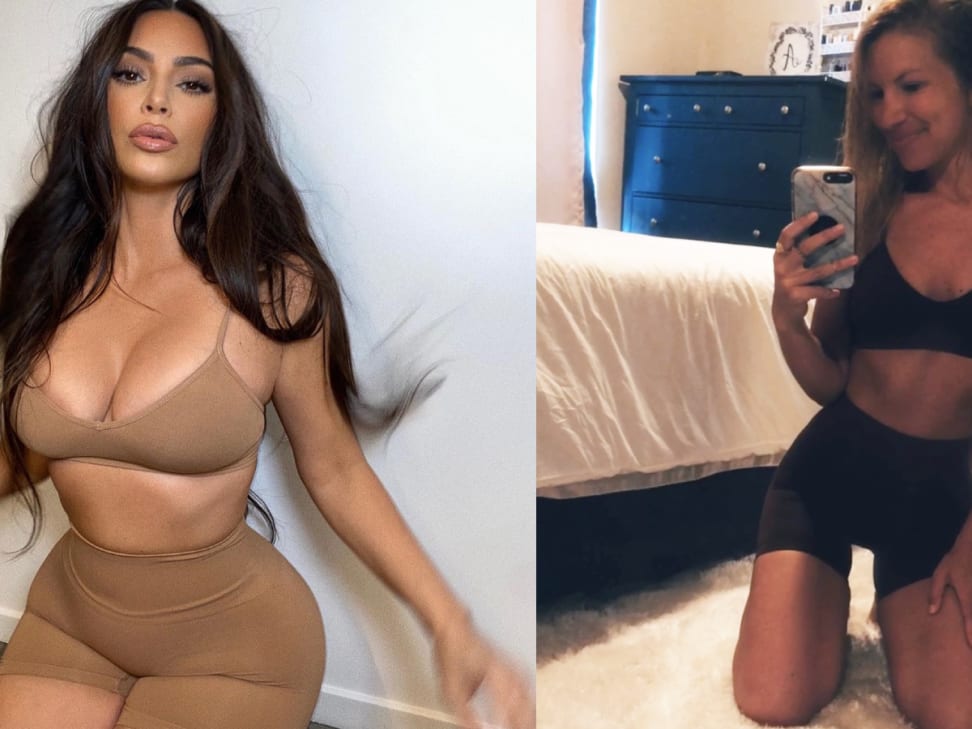 Kim Kardashian shows off her curves in her latest Skims shapewear