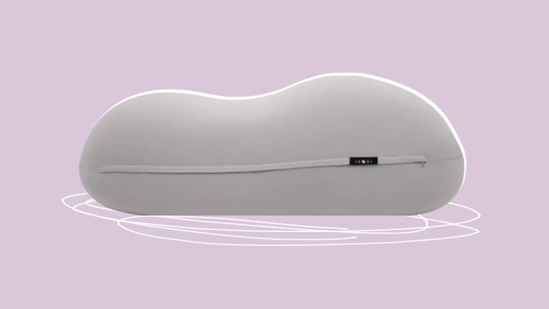 Gray oblong beanbag lounger.