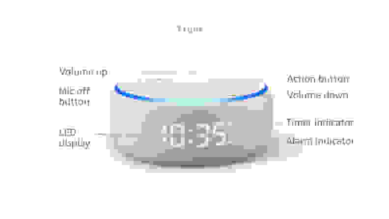 Echo Dot 3 on counter displaying 13 minute timer