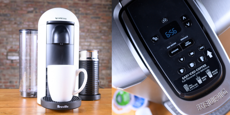 You can choose the brewing size on Keurig's (right) control panel.