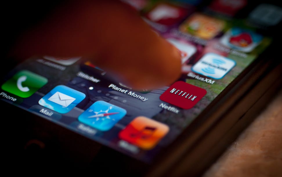 The Netflix app icon on a smartphone