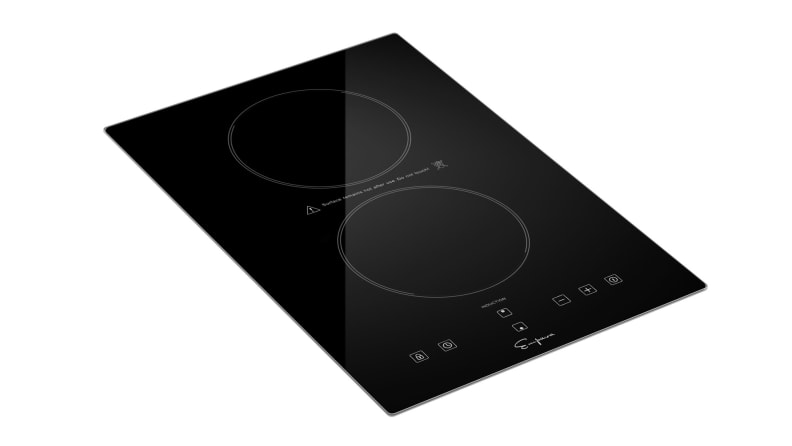 A flat, black induction cooktop for the countertop.