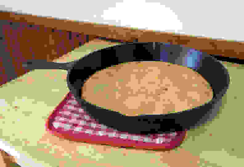 Apple cake in pan