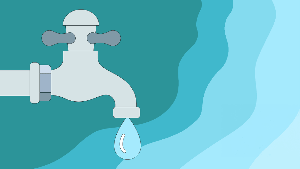 Graphic of a faucet letting out a single drop