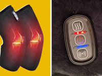 The Comfier Heated Knee Braces and their control panel.