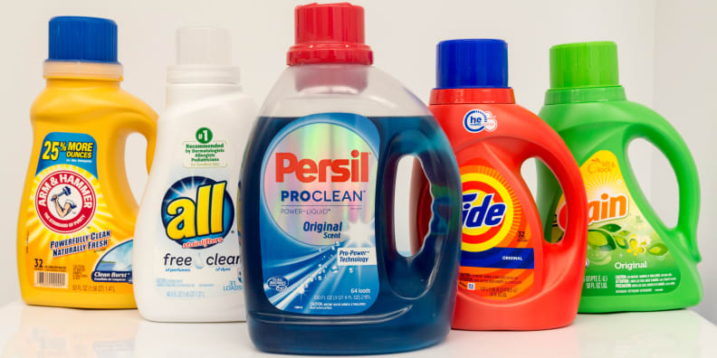 A lineup of popular laundry detergents