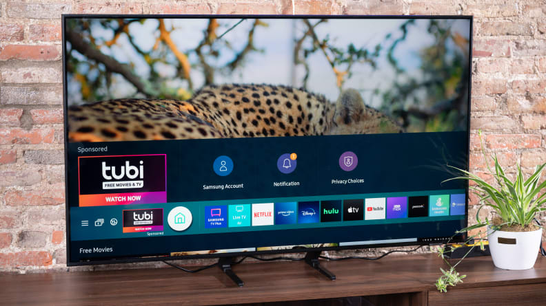 The Samsung Smart Hub home screen, as seen on the Samsung Q70A