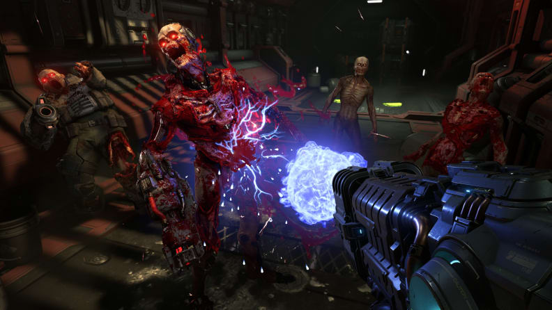 Screenshot of the video game 'Doom: Eternal' showing off combat.