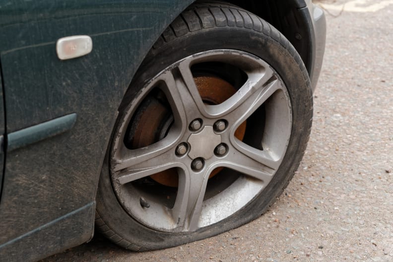 Flat tire on a car
