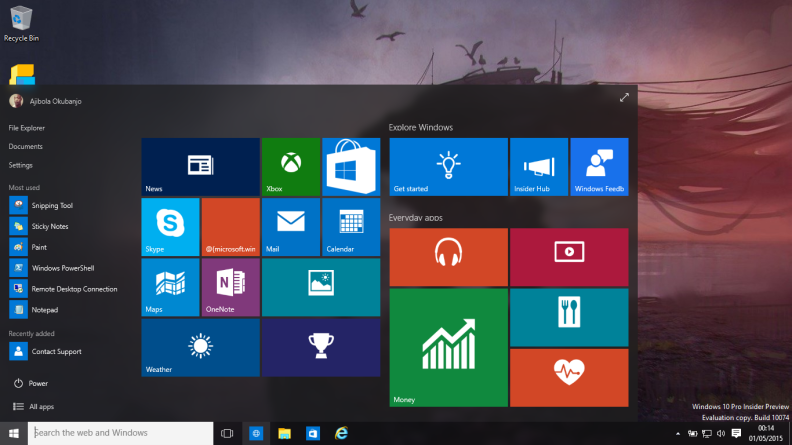 The Start Menu is back for Window 10 and blends what worked best for the tile view and the classic style.