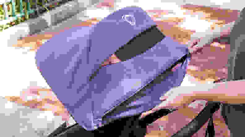 The Bugaboo Fox 5 shade cover in the color purple.