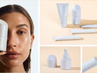 Haley Bieber and minimalistic grey beauty products