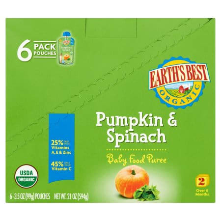 Pumpkin and spinach baby food