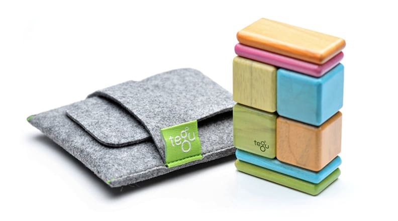 8-Piece Tegu Pocket Pouch Magnetic Wooden Block Set