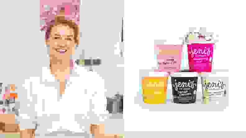 Side-by-side image of the entrepreneur behind Jeni's Splendid Ice Creams and her products.