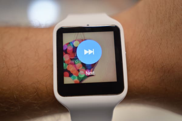 The Android Wear Music App skip button.