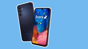 A Bark Phone on a blue background.