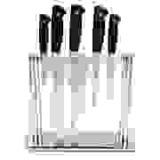 Product image of Mercer Culinary Genesis 6-Piece Forged Knife Block Set, Tempered Glass Block