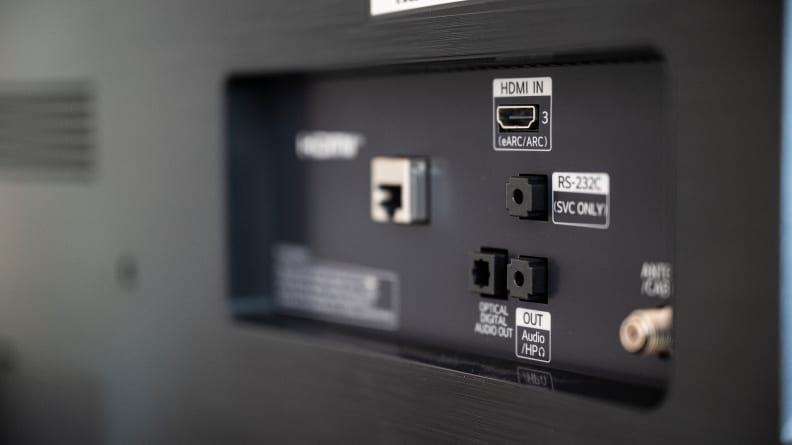 A close-up of the LG A1's connectivity inputs
