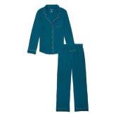 Cuddl Duds Fleecewear with Stretch Pajama Set Night Navy Tartan
