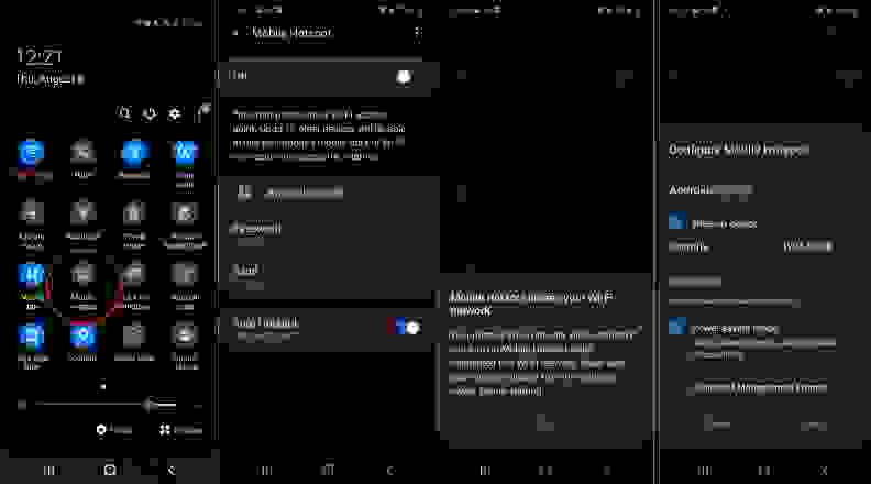 The mobile hotspot settings on an Android phone