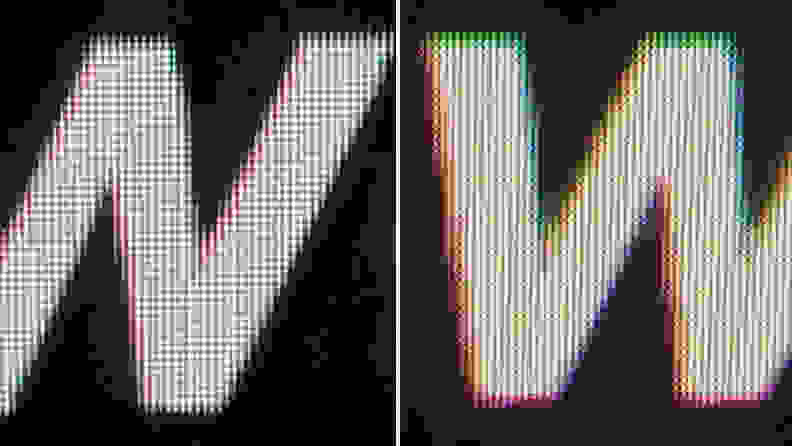 A side-by-side comparison of the pixels found on the LG C2 and the Samsung S95B