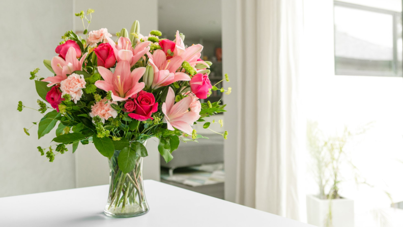 Teleflora bouquet on a table