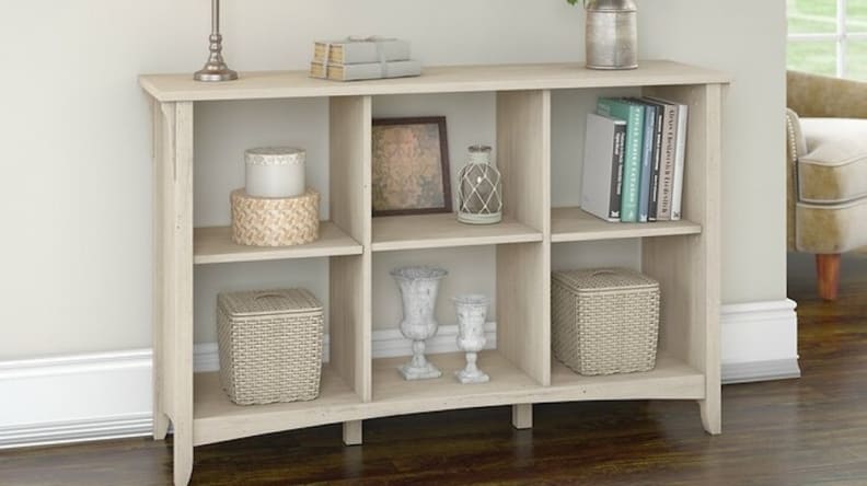 Latitude Run® Contemporary Shoe Cabinet with Open Shelves Freestanding Shoe  Rack Chestnut Brown/White