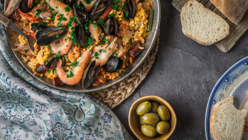 Paella made on induction cooktop