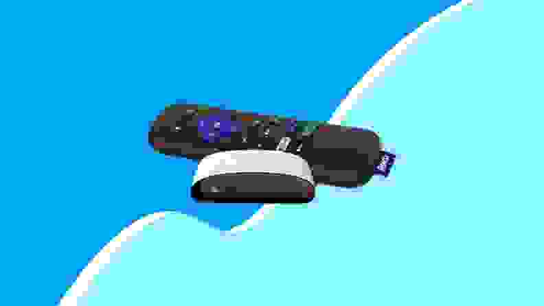 Streaming device on blue background
