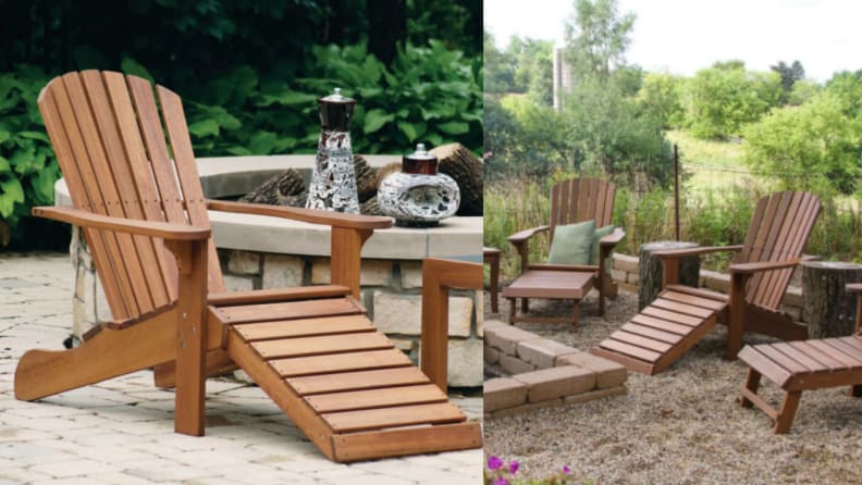 an Adirondack chair with a built-in ottoman