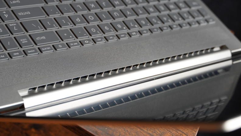 Close-up shot of the laptop's vents.