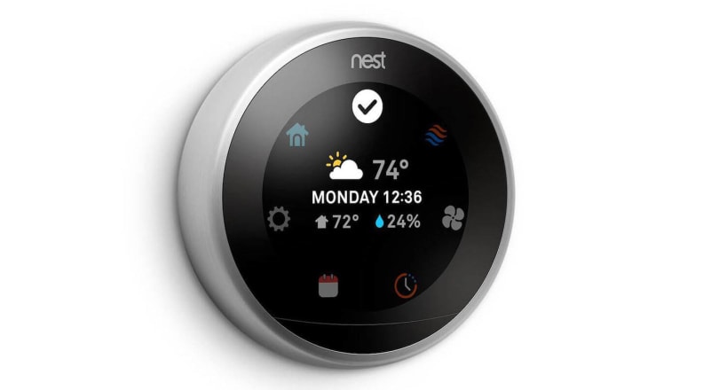 Nest thermostat displaying options