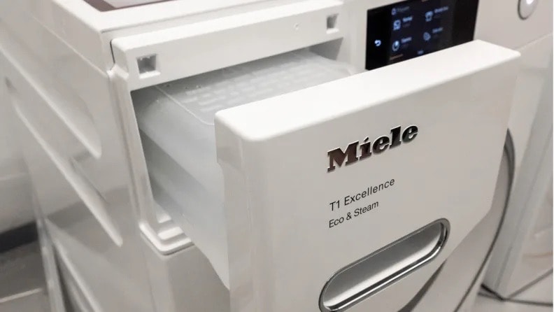 The condenser drawer of the Miele ventless dryer.