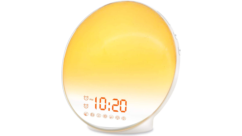 wake up sunrise alarm clock on white background