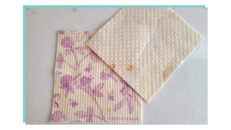 Stained Bee’s Wrap Swedish Dishcloths.