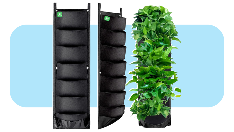 Product shot of the ShopLala Wall Planters with green plants inside.