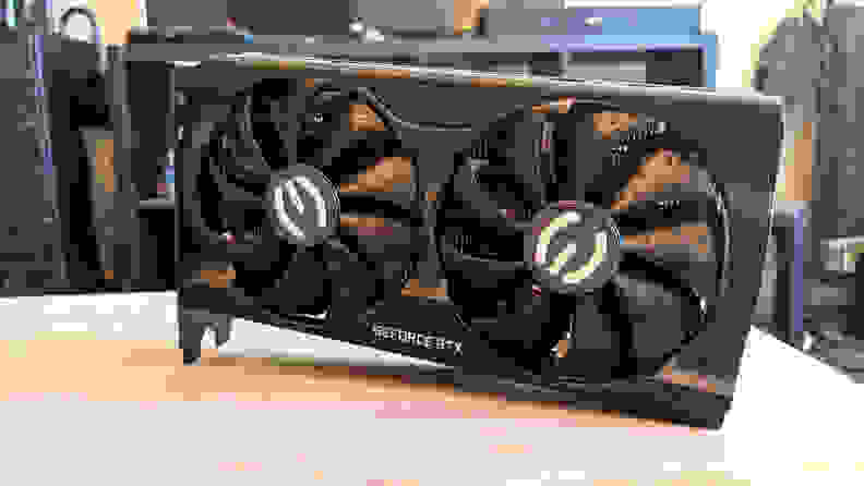 A GPU standing on its side