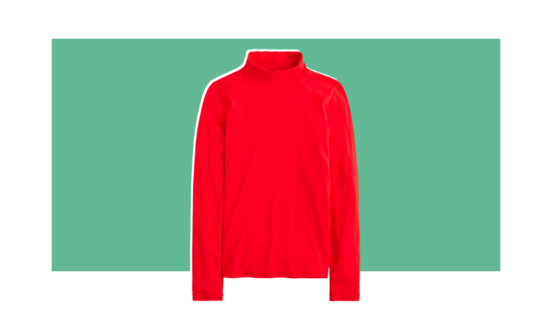 A red turtleneck sweater.