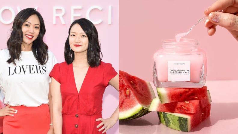 Left: Asian female founders of Glow recipe, right: Glow recipe watermelon mask