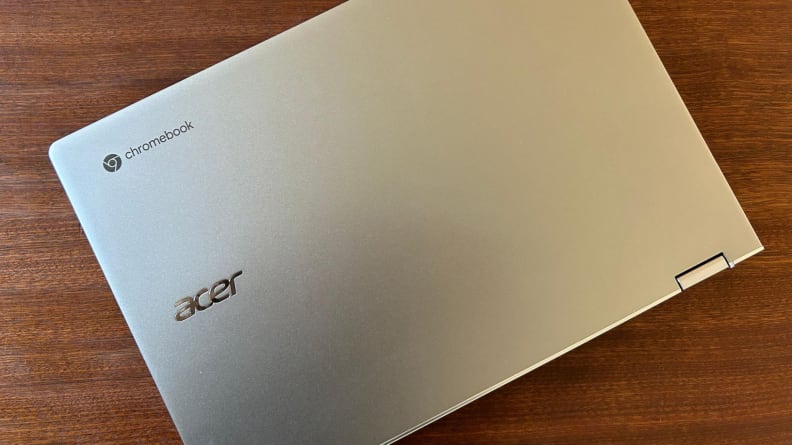 The Chromebook fully closed.