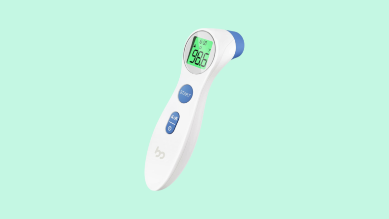 Thermometer against blue background