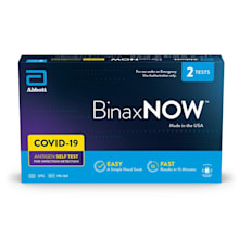 Product image of the BinaxNOW COVID-19 antigen self-test