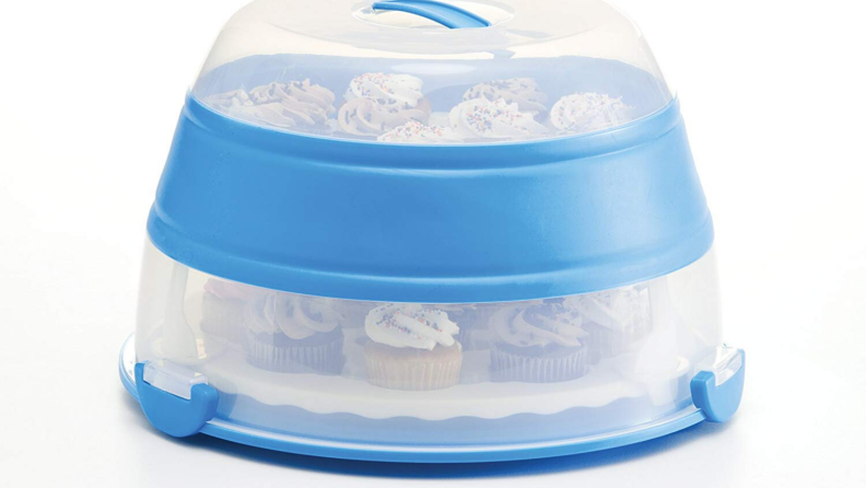 This cupcake carrier allows you to carry 24 cupcakes at a time.