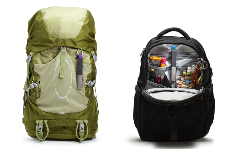 Two backpacks with goTennas strapped to them