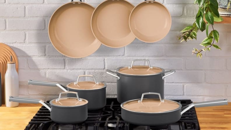 Ninja Extended Life Premium Ceramic Cookware 9 Piece Pots & Pans Set,  Nonstick, PFAS Free, Ceramic Coated, Oven Safe to 550°F, All Stovetops 